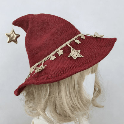 2 Sterne Hut Rot Halloween Wein Optionen Hexe Dekoration