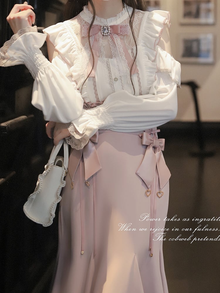 Charm Light Pink Sweetheart Bow Clips with Skirt