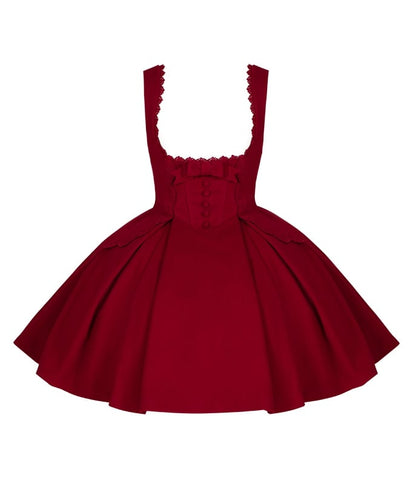 Red Version Embroidery Boned Waist Dress Short Rosette Lolita