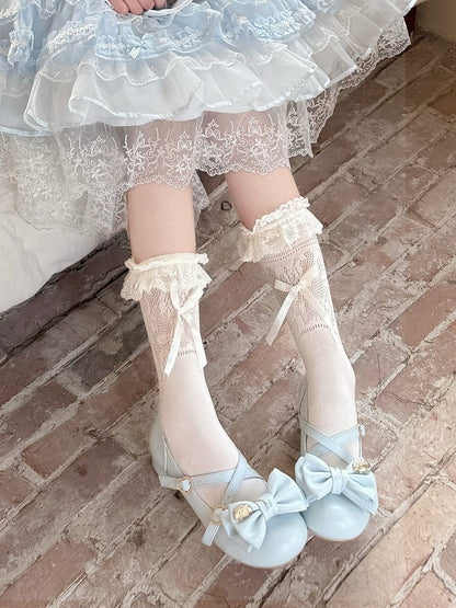 5 Colors Lolita Sweet Bowknot Round Toe Shoes - Kitten &amp; Fish Roll