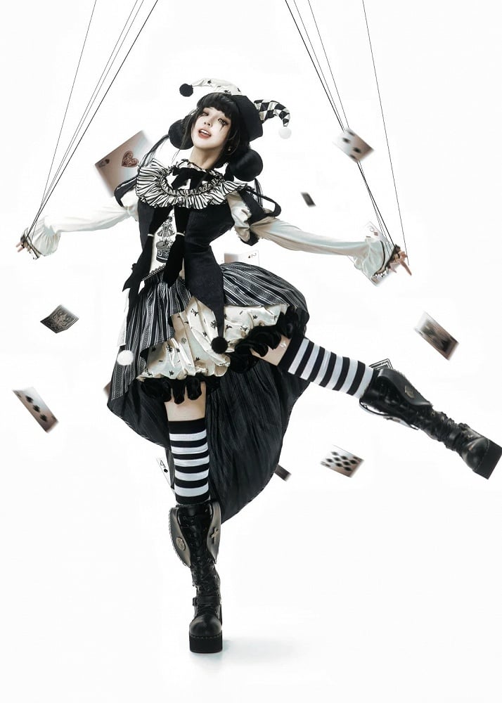 Komplettes Lolita Circus Ärmel Set in Schwarz – Vibes Sweet und Puff White