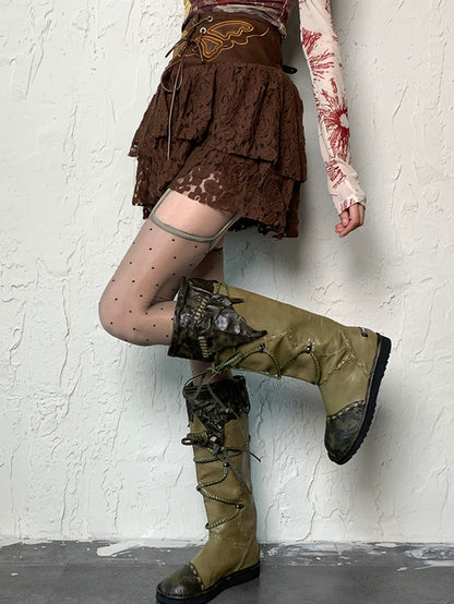 Suspender Y2K Stockings Pattern Polka-dot Gray/Black/Nude/White