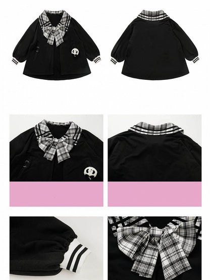 Black Detachable Coat with Placket Plush Open Toy Panda