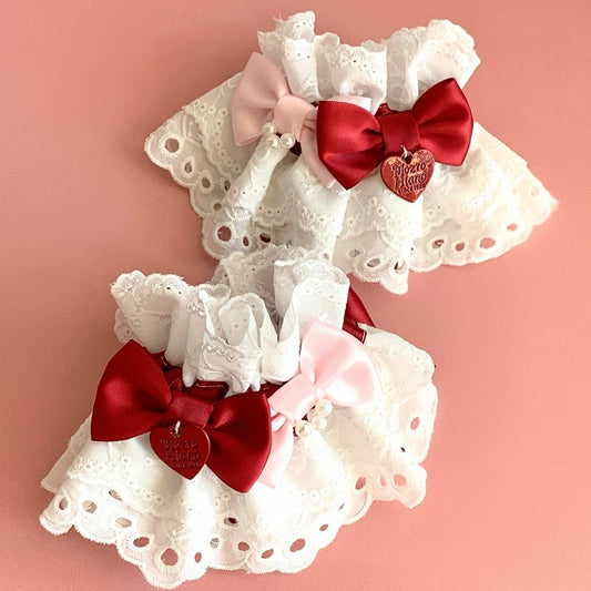 Pink Wrist Accents Sweet with Cuffs Red White Bow and Lolita