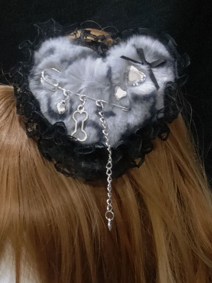 Trim Pattern Hairclip Tiger Color 4 Spot Heart Lace Options Plush