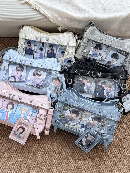 6 Colors Transparent Crossbody Ita Shoulder Bag with Cat Theme - Wudong Shop