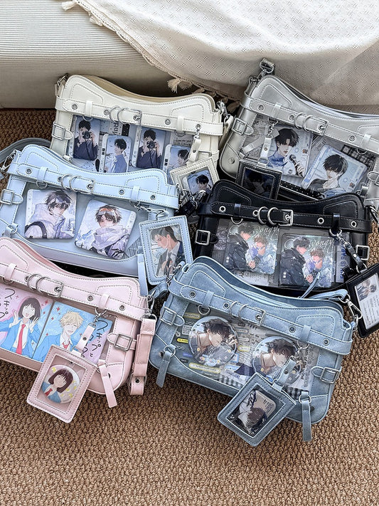 6 Colors Transparent Crossbody Ita Shoulder Bag with Cat Theme - Wudong Shop