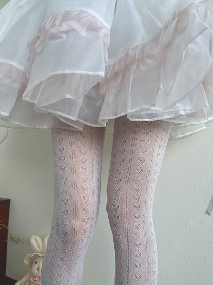 Muster Weiße Herzstrumpfhose Lolita Hollow-out