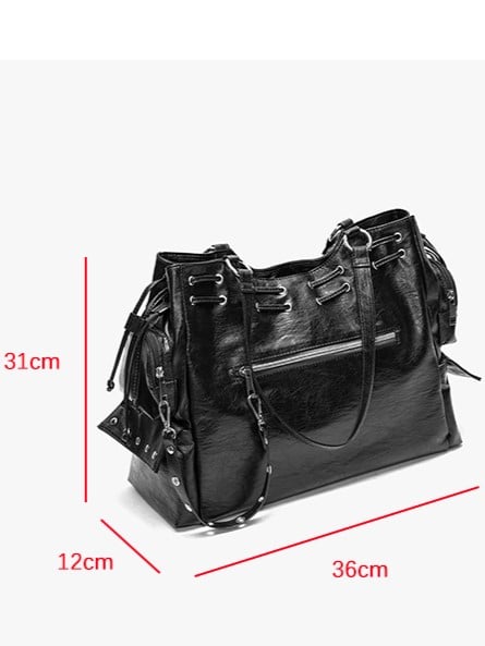 Tote CapacityAdjustable With Soft Bag Black Straps Large Studded