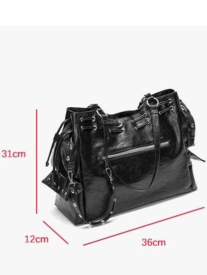 Tote CapacityAdjustable With Soft Bag Black Straps Large Studded