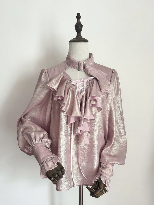 Vibes Pirate Lolita Shirt Ouji Light Sleeves Long Pink