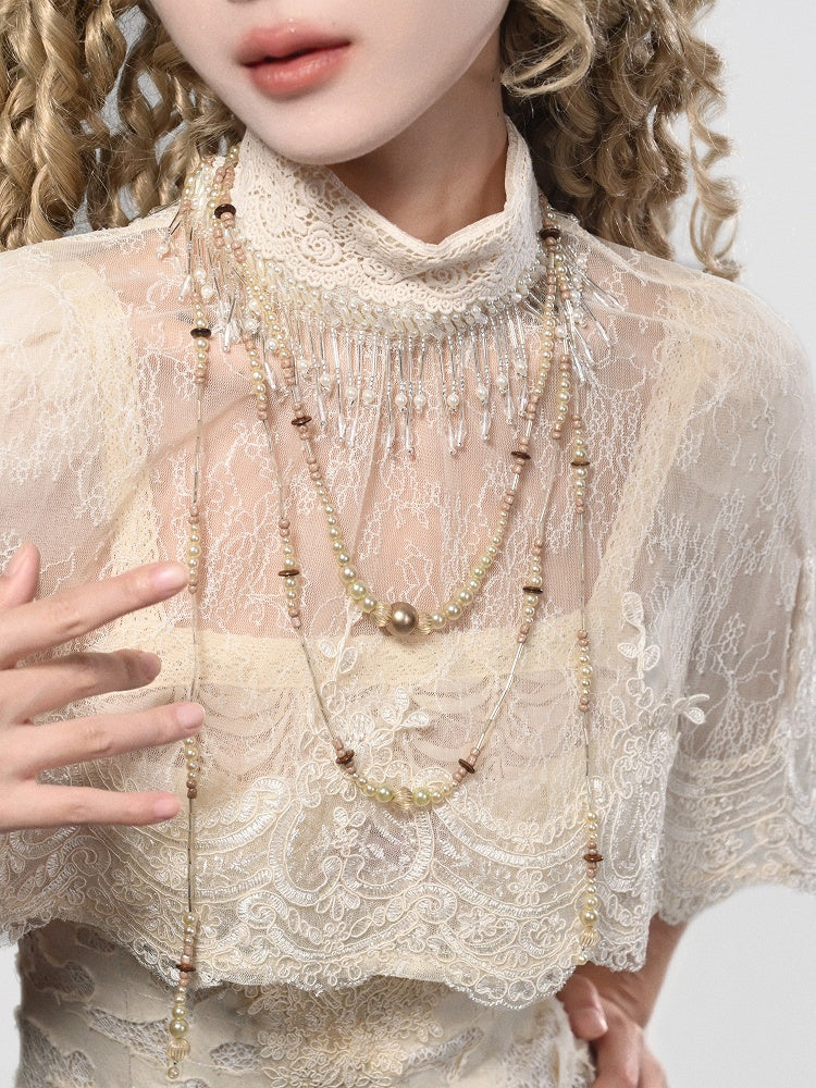 Goth Beaded Romantic Necklace Layered