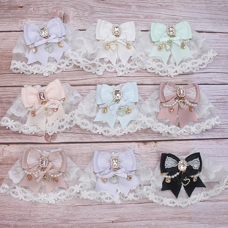 10 Jirai Rhinestone Color Cuffs Wrist Lace Kei Bowknot Options Pearl