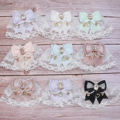 10 Jirai Rhinestone Color Cuffs Wrist Lace Kei Bowknot Options Pearl