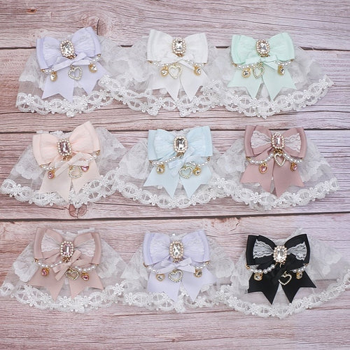 10 Jirai Rhinestone Color Cuffs Wrist Lace Kei Bowknot Options Pearl