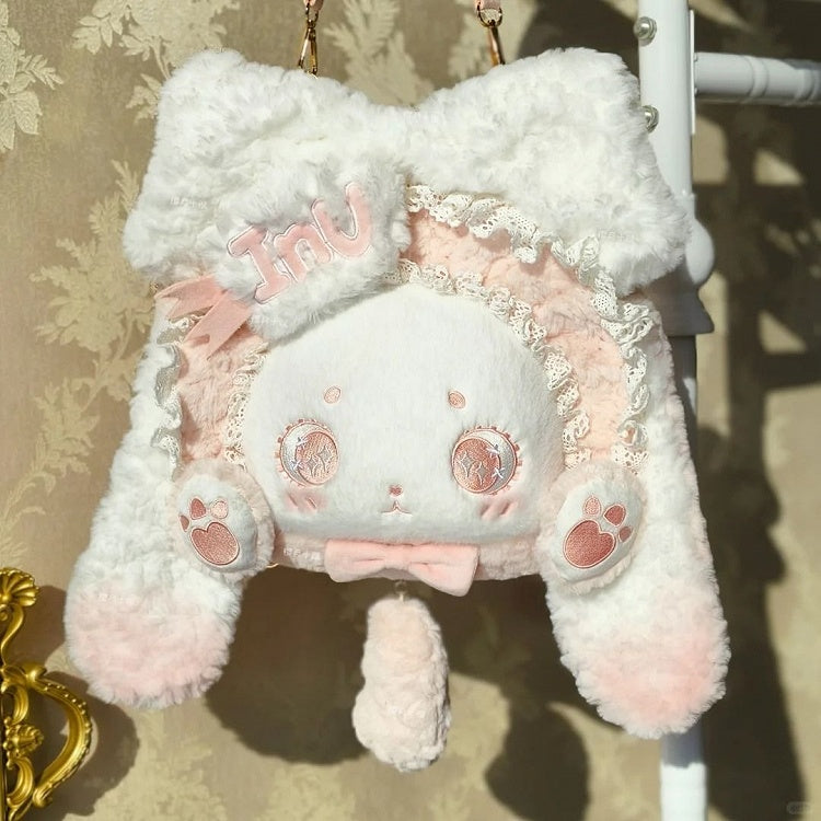 ピンクの耳付きライトスイートぬいぐるみバニーロリータバッグロップ