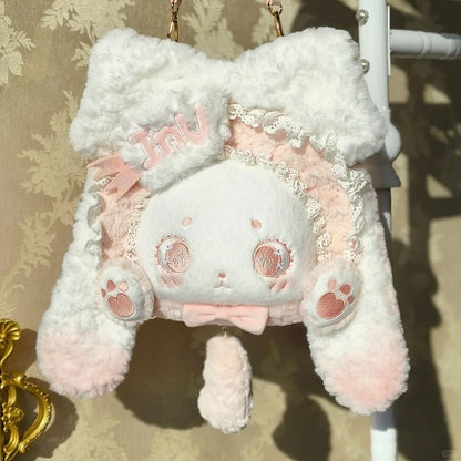 ピンクの耳付きライトスイートぬいぐるみバニーロリータバッグロップ