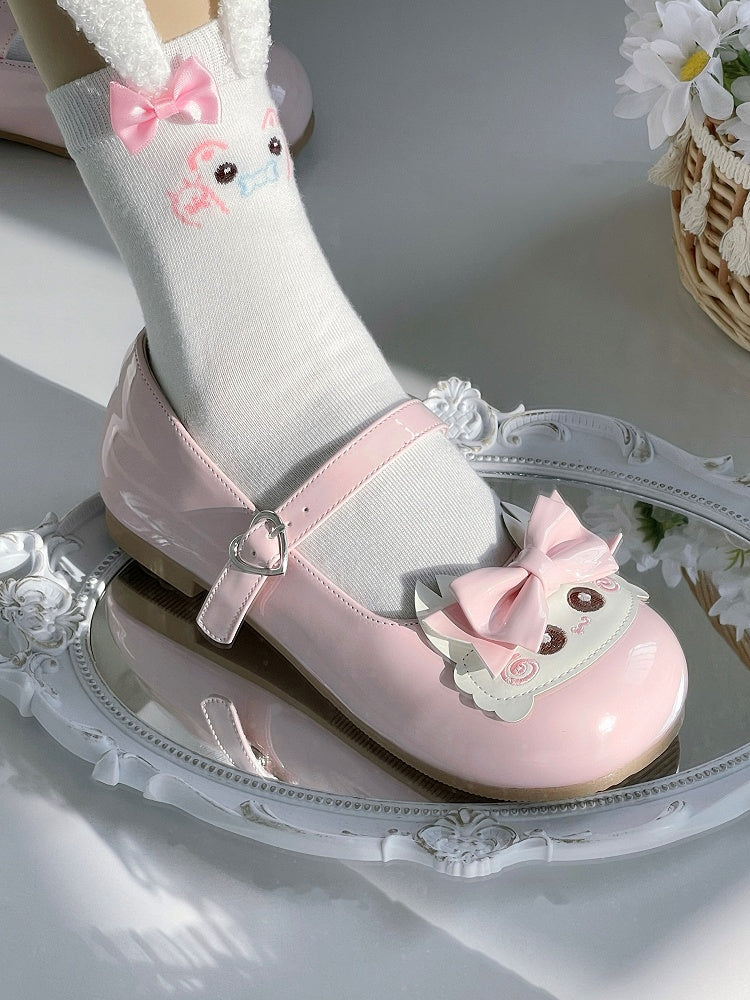 Low-heel Sweet Lolita Light Pink Shoes with Heart-shaped Snap & Crab Accents