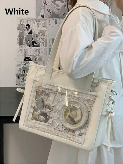Tote Colors Accents Bag Side Tie 8 Ita with PU Bow