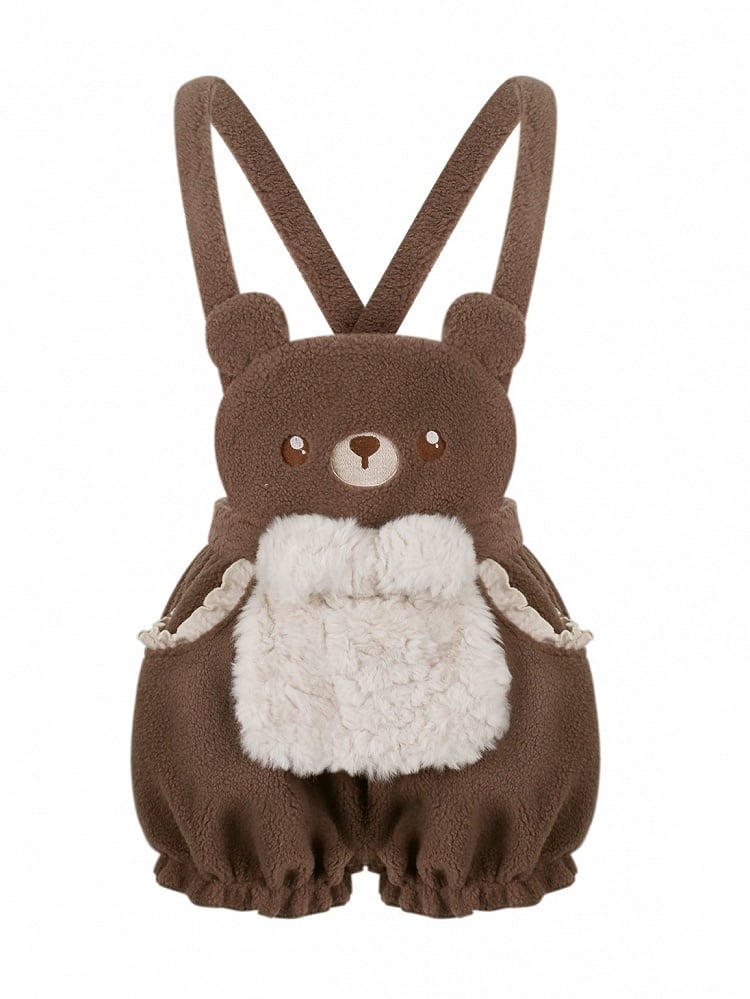 Bear Dark Bubble Shorts Overalls Brown