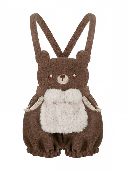Bear Dark Bubble Shorts Overalls Brown