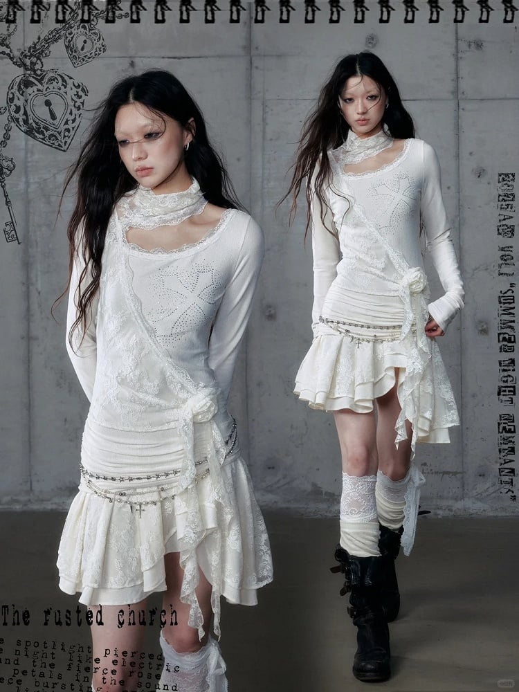 Saum Apricot Off-Shoulder Akzente Floral mit Asymmetrischem Kleid Strass