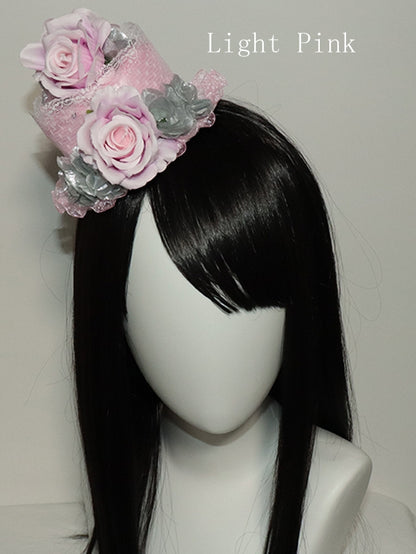 Rosette Design Pink Trim Mini Lace Light/Dark Hat