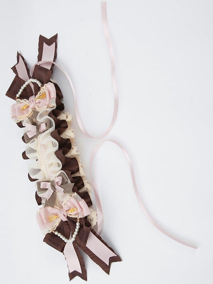 Lace Brown Lolita Dessert Hairband Sweet Pink
