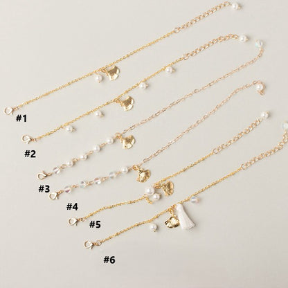 Options Elegant 6 Charrms Bracelet Pearl Golden Leaf and Ginkgo