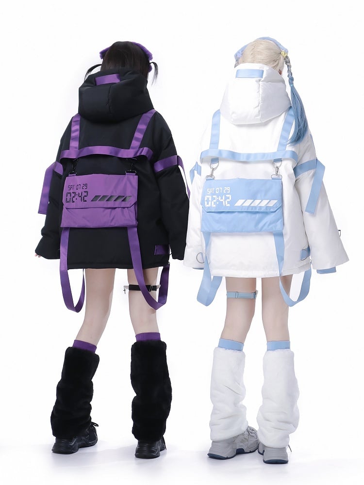 Design-Techwear in Jacket x Utility Tenshi with Puffer Blue Kawaii Light Hybrid Straps Cyberpunk