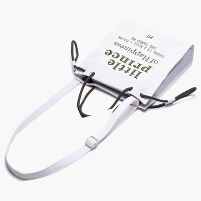 Tote Bag with Zipper Closure And Drawstring Strap Chic White  Green Alphabet Embroidery