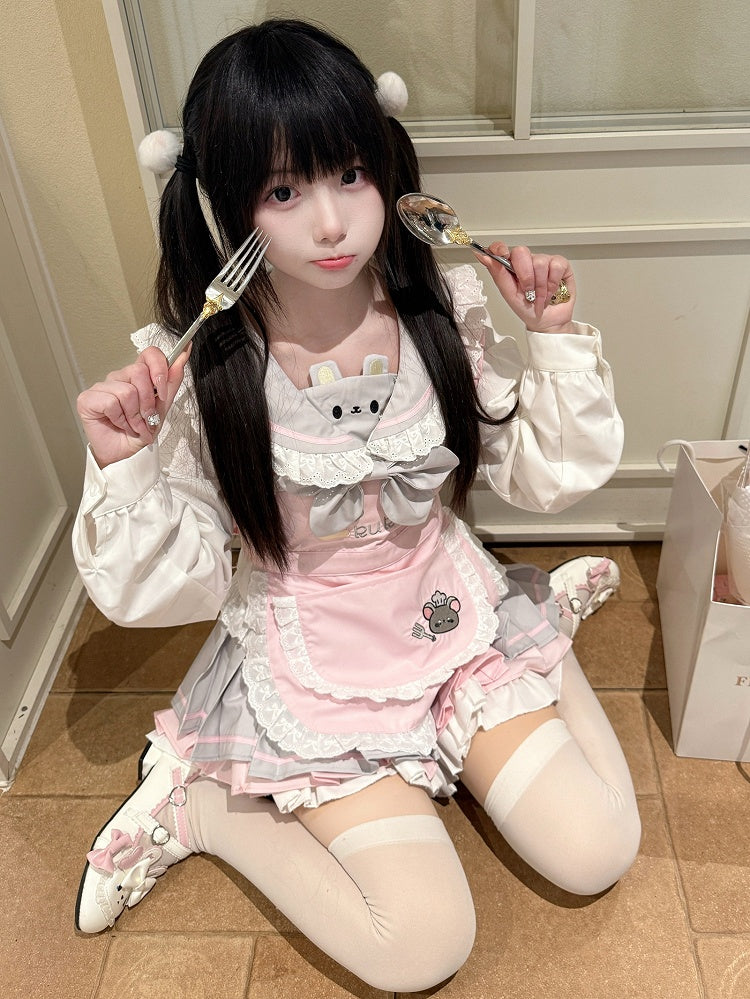 Kawaii Flutter - Apron Sleeve Pink Design