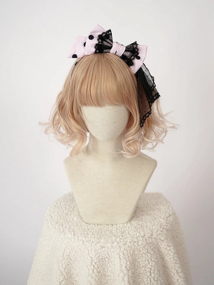 / Pink Lolita Polka Dot Bowknot KC Purple Red