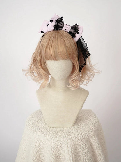 / Pink Lolita Polka Dot Bowknot KC Purple Red