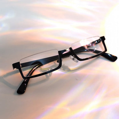 Cyberpunk Gothic Weinrot/Schwarze Halbrahmenbrille