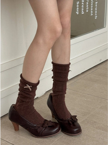 Embellishments Ribbed 4-Color with Bow Calf Socks