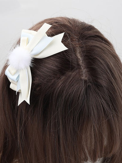Options Blue Creamy White Bowknot Lolita Hairclip 3 Sweet
