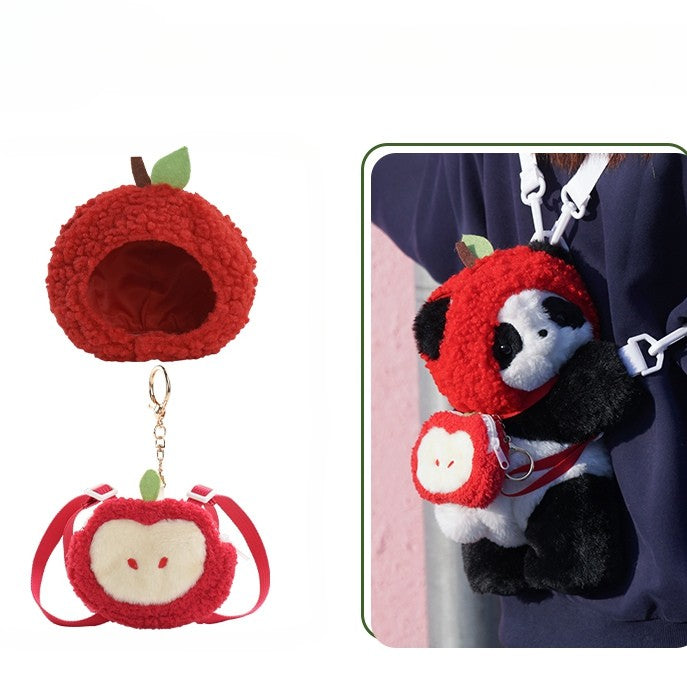 Cute Backpack Bag Keychain Backpack/Crossbody Apple Plush + Hat Panda