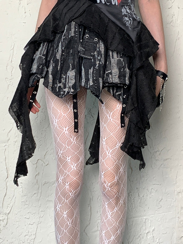 Design Y2K White Tights Hollow-out Semi-sheer