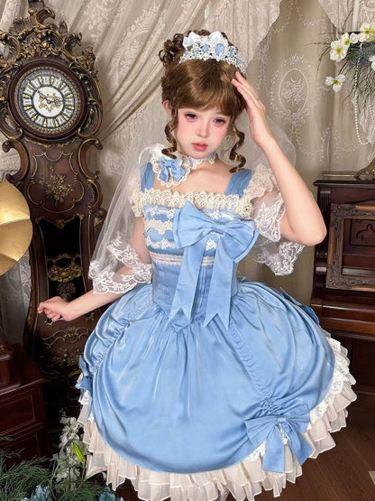 JSK à taille baleinée bleu ciel avec ourlet à volants superposés - Gardenia Chronicle