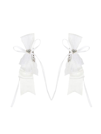 / White Hairclip Black Bowknot