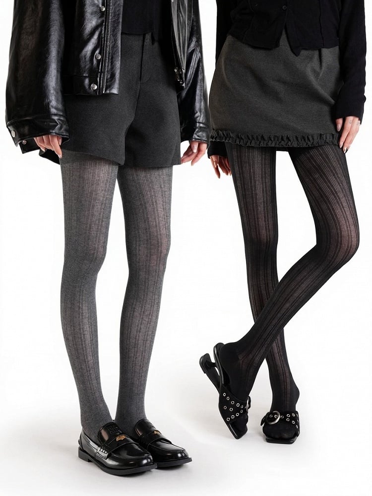 3-Color Minimalist Striped Semi-sheer Tights - ModaSwings