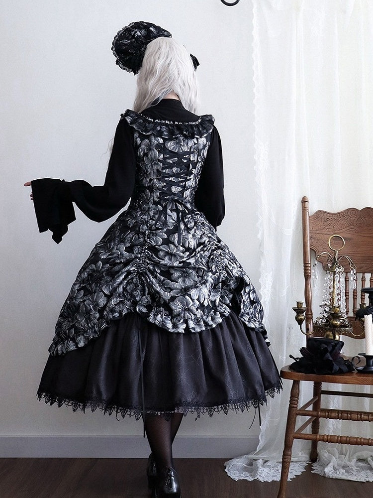 Silver and Black Ruffled JSK Gothic Lily - Miss Point