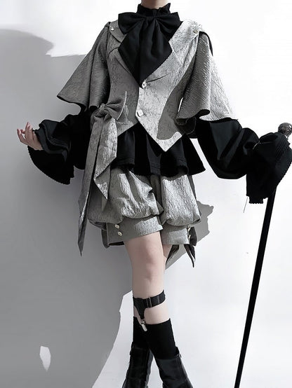 ブラック ポエット ネックライン フリル ビショップ ロリータ 王子袖 ファッション シャツ