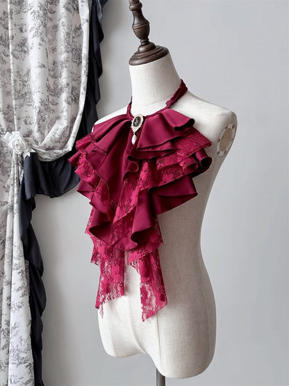 Black Tie Jabot Gorgeous Red / White