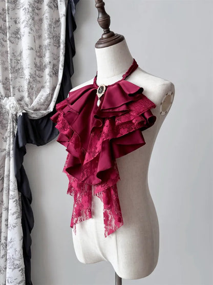 Black / Red / White Gorgeous Jabot Tie