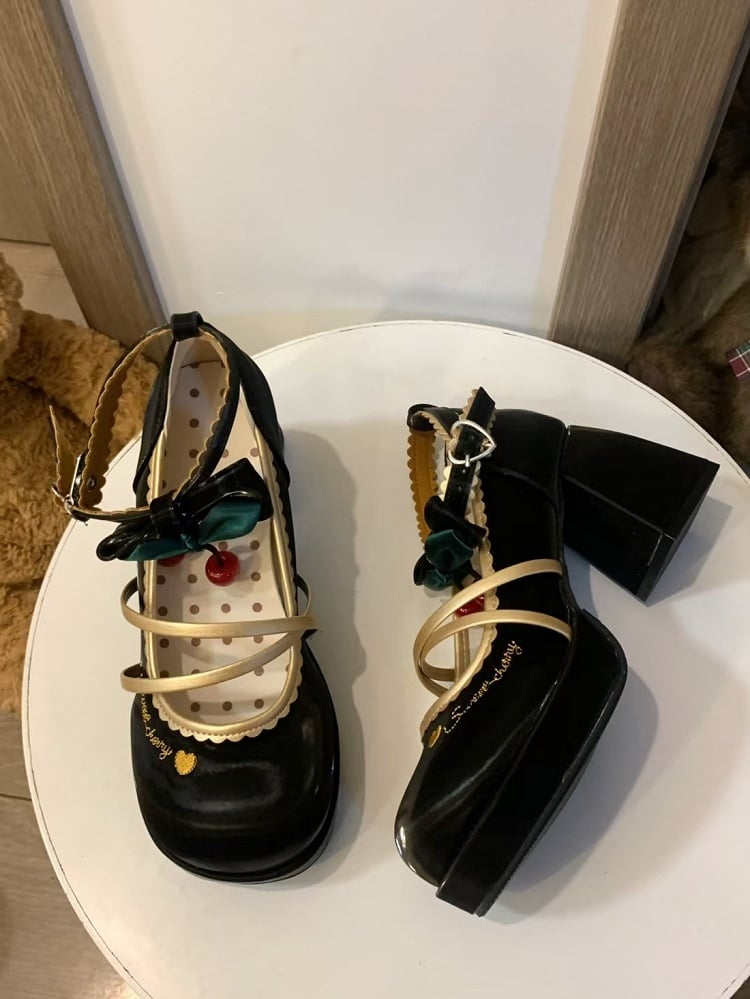 Lolita Mary Heart with Shoes Snap Sweet Jane Black