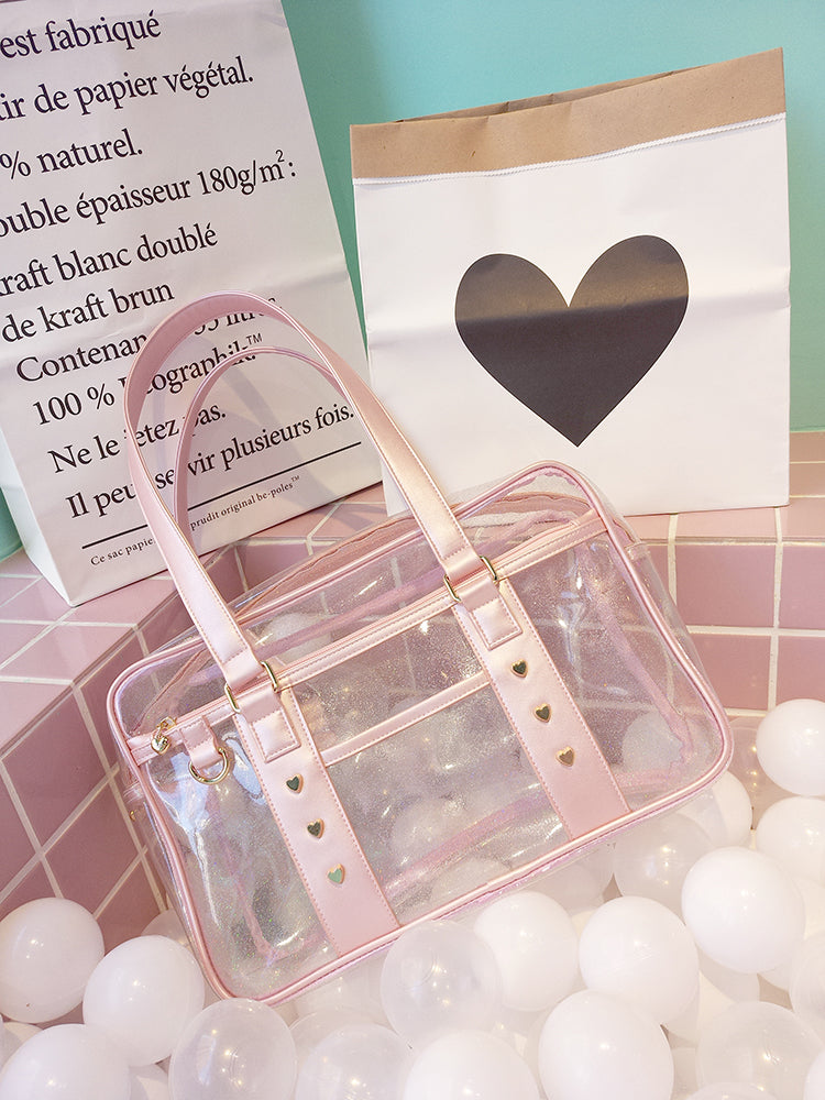 ピンク/ブラック シアー イタ トートバッグ