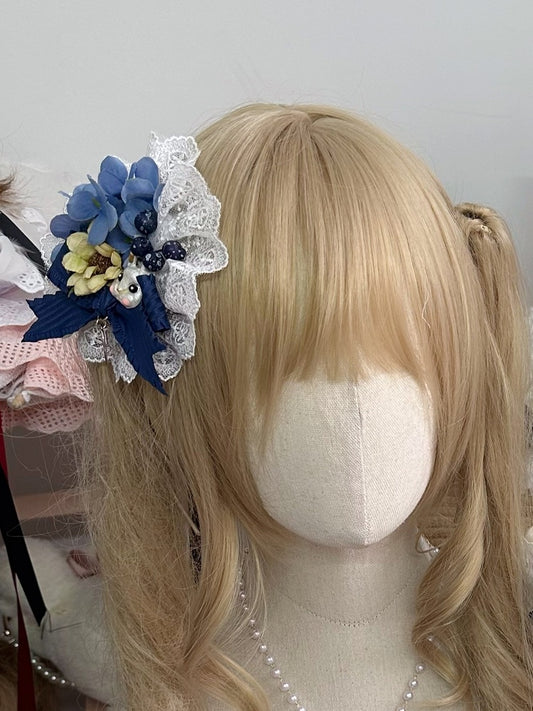 and Floral Color Options 2 Decorated Blueberry Bunny Hairclip