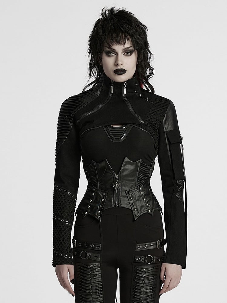 Black Punk Ultra Short Motorcycle Jacket